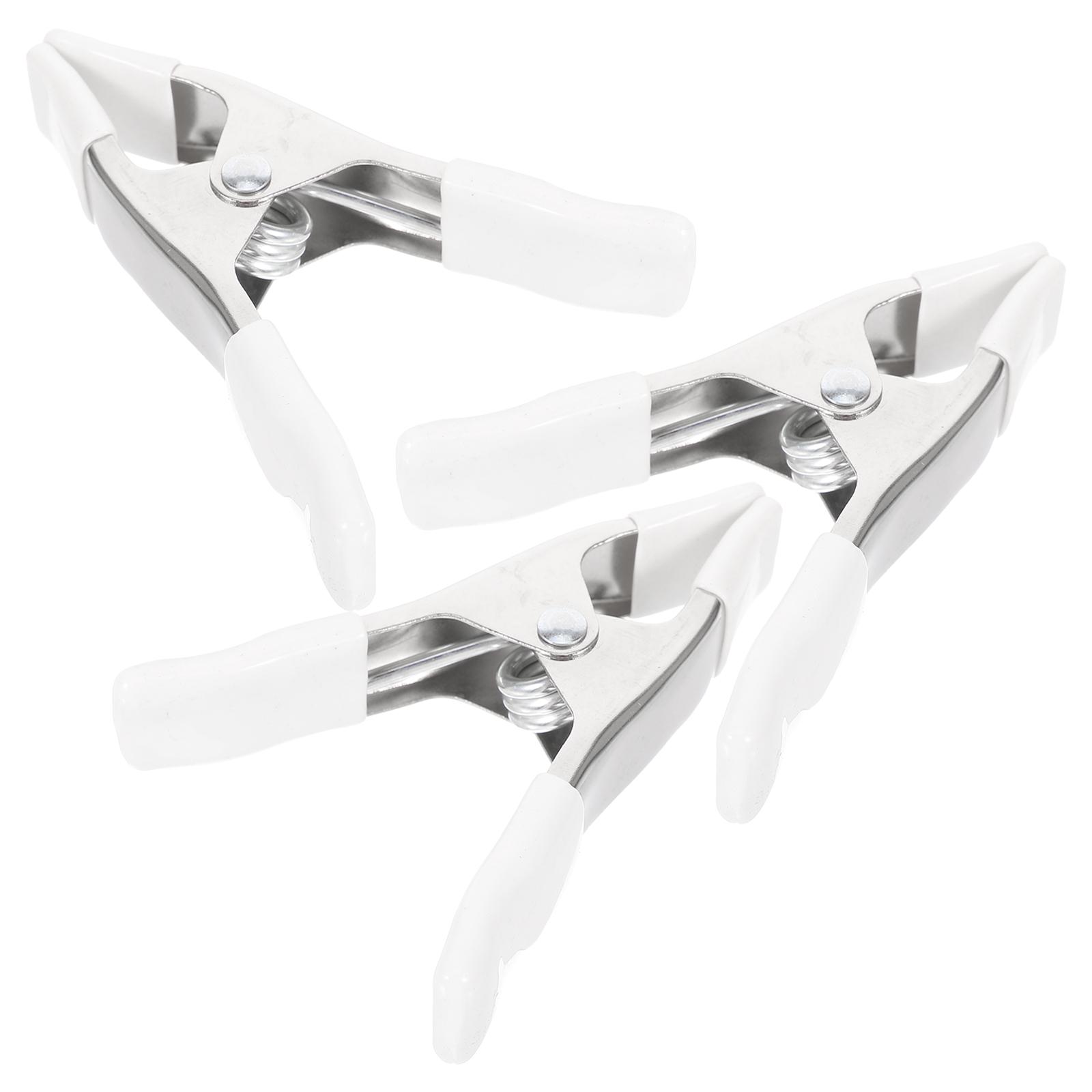 3pcs Spring Clip A shaped Clamps 4 Inch White Heavy Duty PVC Backdrop Stand Clips for Photography HomeDecoration