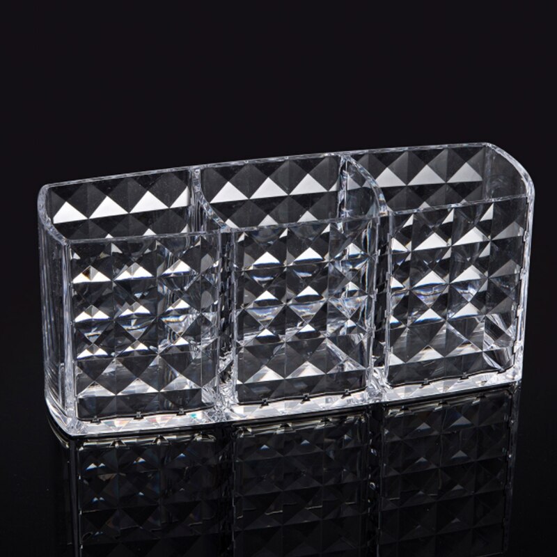 Transparent Acrylic 3 Compartments Makeup Storage Cotton Swab Organizer Casket Box Cosmetic Jewelry Storage Case