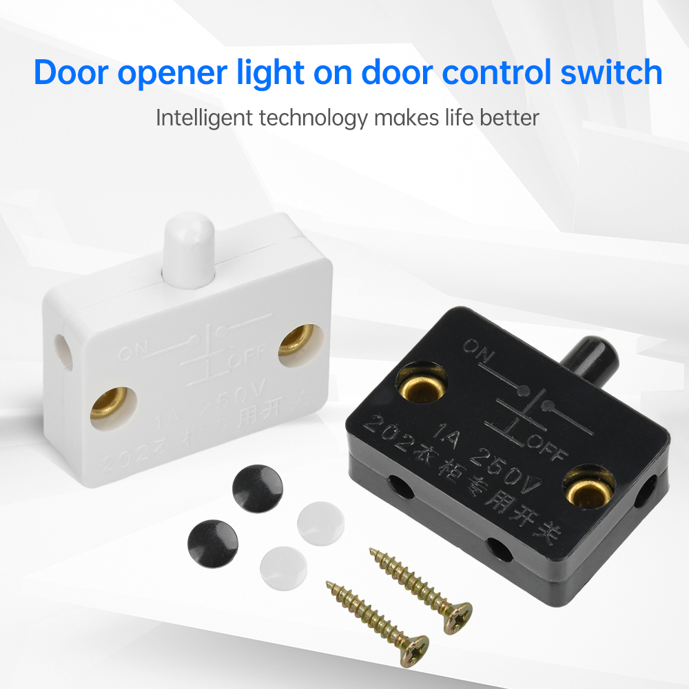 Auto Reset Switch 1A 250V Wardrobe Light Switch Household Cabinet Door Control Switch Closet Cabinet Light Switch Push-Touch