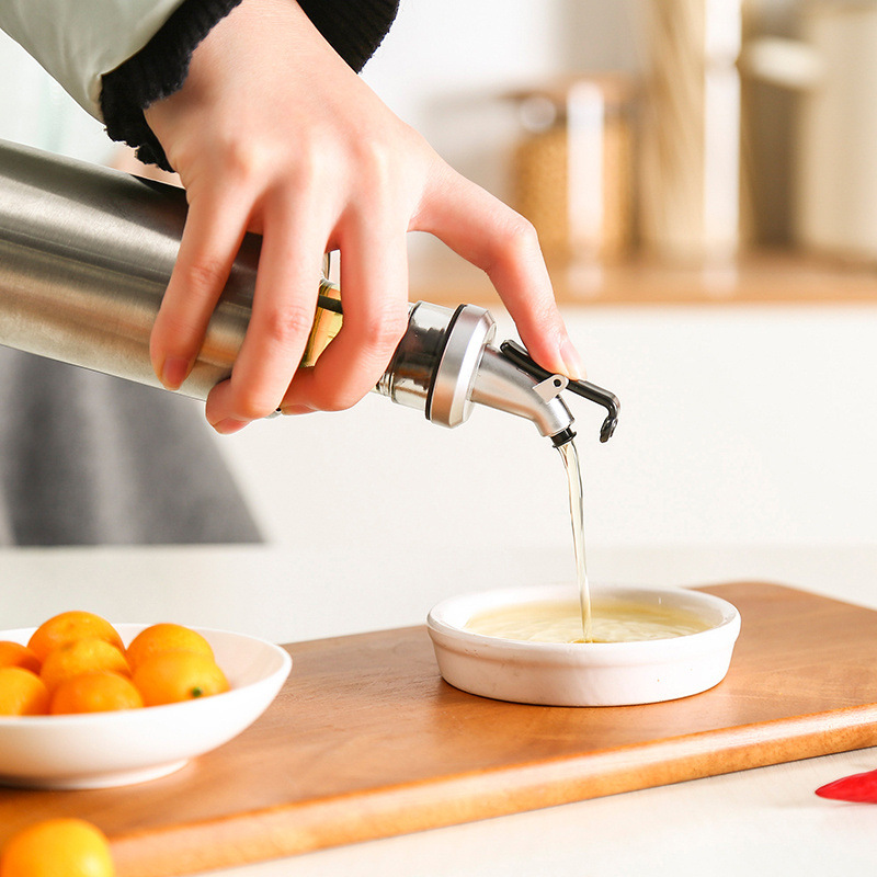 1 stk 300ml rustfrit stål lækagesikker oliedispenser flaske oliekande olivenolie eddike sauce køkkenværktøj-i farve tilfældig