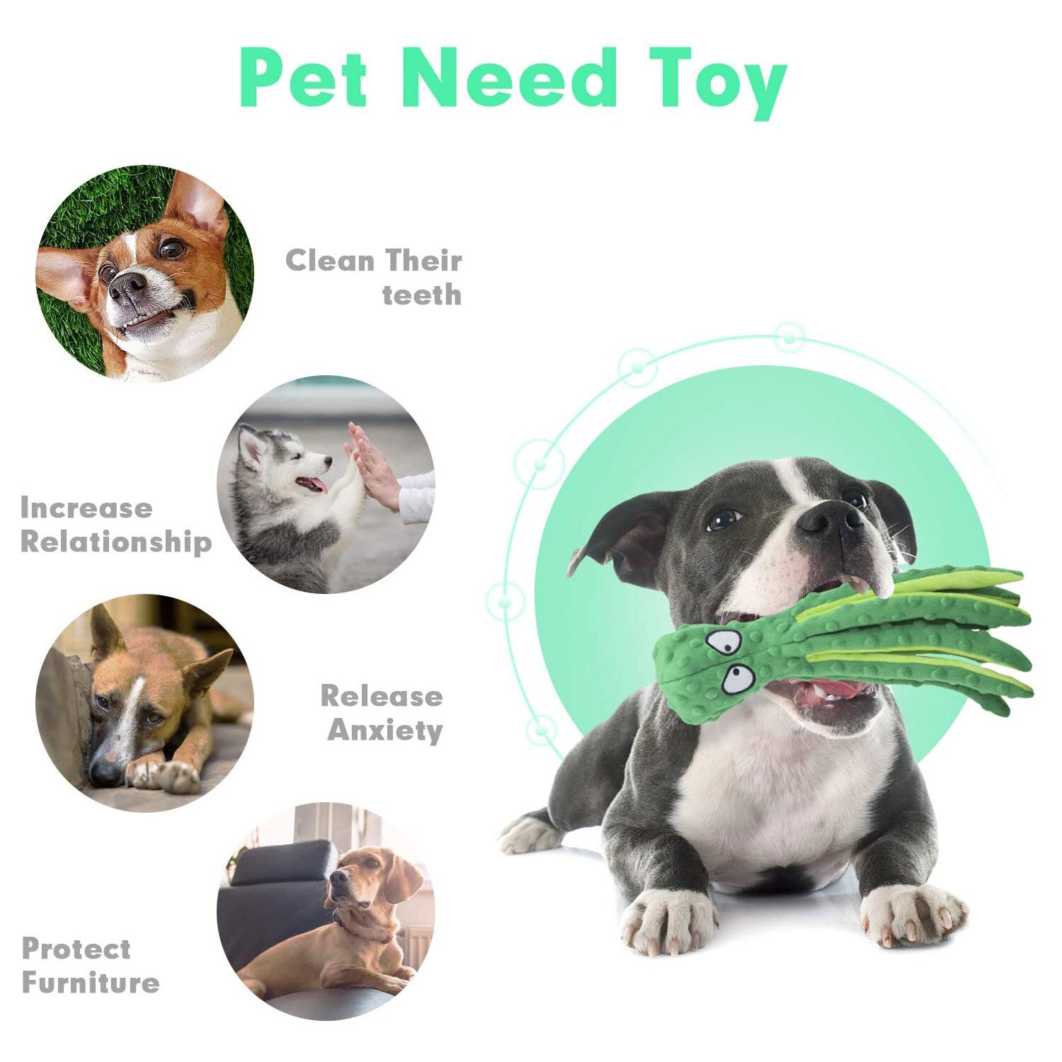 Durable Dog Squeaky Toys, No Stuffing Plush Crinkle Toys, Animal Chew Toy Interactive with Squeaker for Small Medium Large Dogs