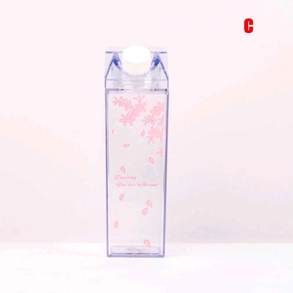 Plastic Clear Milk Carton Water Bottle Transparent Milk Box Juice Water Cup for Girls XHC88: c