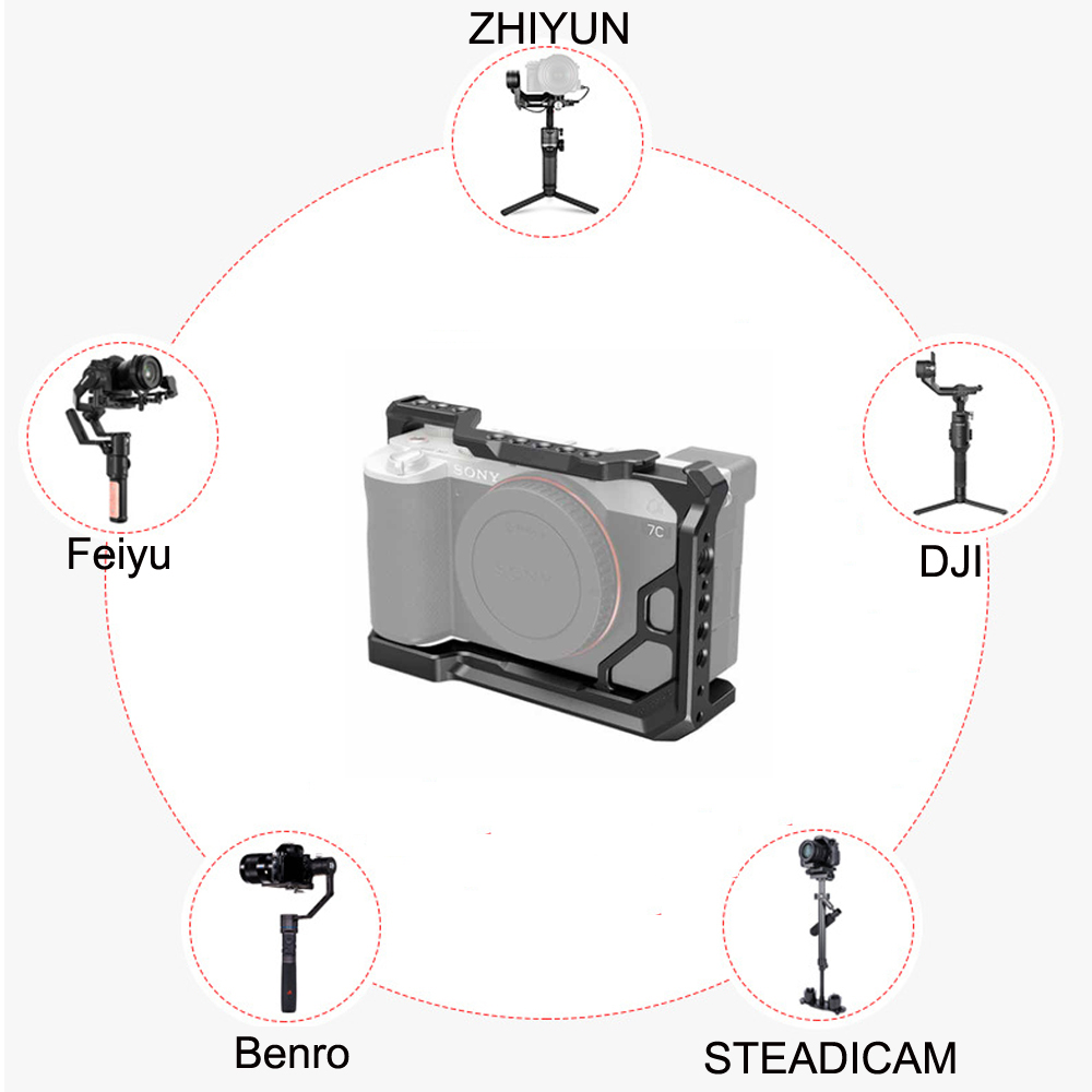 Jintu Metalen Camera Cage Rig Handvat Grip W/Koud Schoen Mount 1/4 3/8in Schroef Gaten Voor Sony nex A7C Mirrorless Camera Accessoires