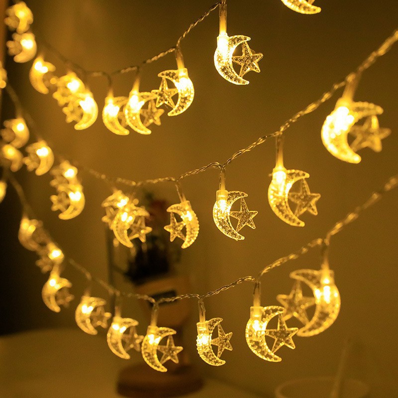 1-10M Led Lichterketten mond stern lampe Eid Mond Stern dekoration Hängen String licht leuchtende Sterne Mond ramadan hause dekoration