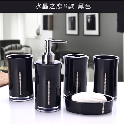 Akryl fem stykker sett dårlig vaske sett baderomsutstyr diamant kopp børste elskere såpeskål tannbørsteholder: 5