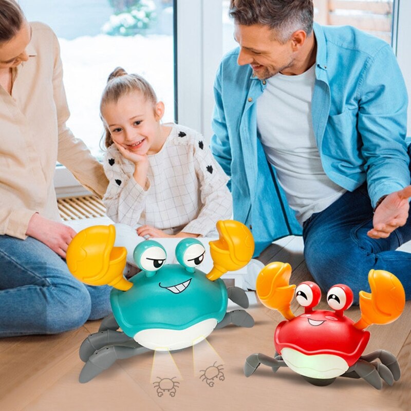 Cartoon Electric Voice Control Crawl Big Crab Toy with Light Projection Animal Model for Kids Children Development WXTD