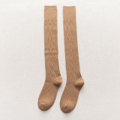 Tykke varme sokker vinter kvinder langstrømpe varme lår høje sokker dame piger uld over knæ sokker vinter termisk blød: 5