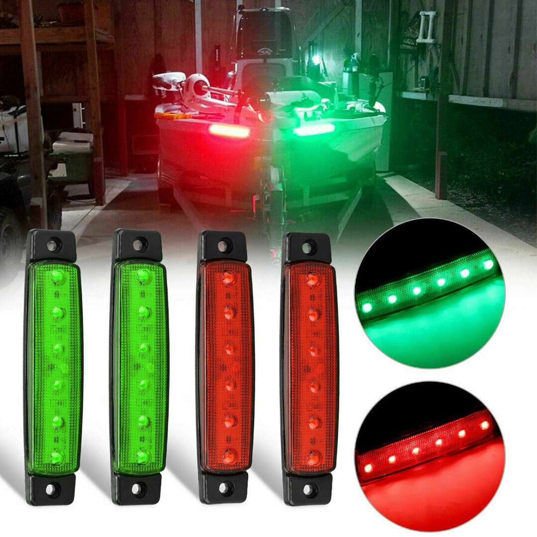 4 stk 6 led rød grøn bådnavigation led lys signal agterlys båd styrbord lampe 120lm til bil auto lastbil tilbehør dele