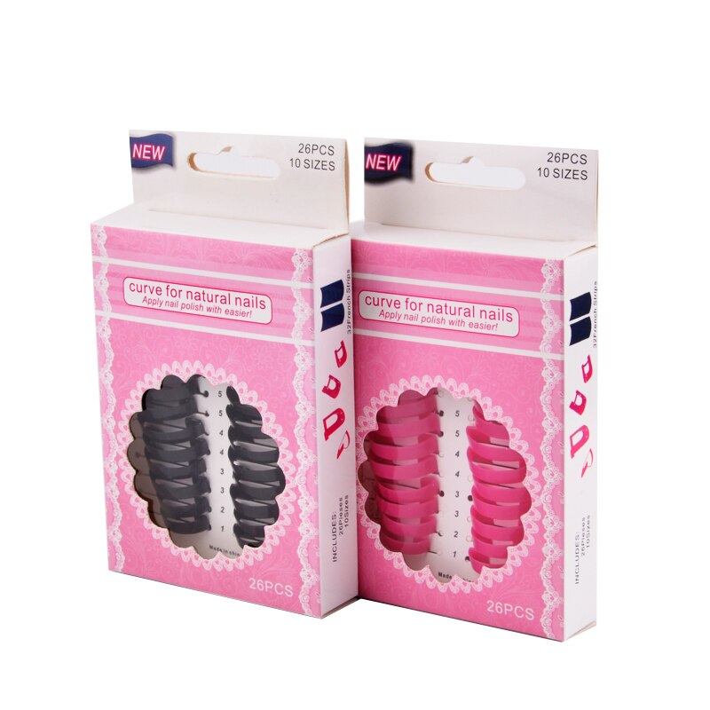 26 stks/set Plastic Nagellak Anti-overflow Klem Roze Zwart Nail Vorm Gel Model Clip DIY Manicure Protector Vinger stickers