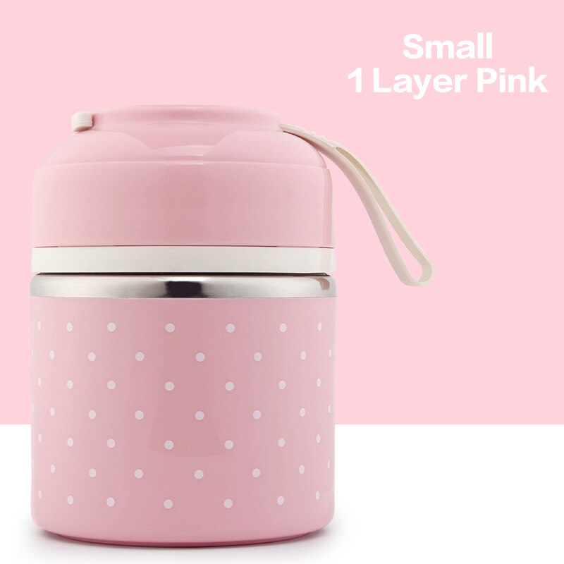 Leuke Japanse Lunchbox Voor Kids Portable Outdoor Rvs Bento Box Lekvrije Voedsel Container Keuken Voedsel Doos: pink 1 Layer / Without Bag
