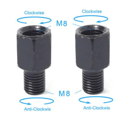 Paar Zwarte Motorfiets Spiegel Adapters M10 10Mm M8 8Mm Achteruitkijkspiegel Spiegels Conversie Bolt Rechtsom Anti-Klok Rechts links Draad: WHITE