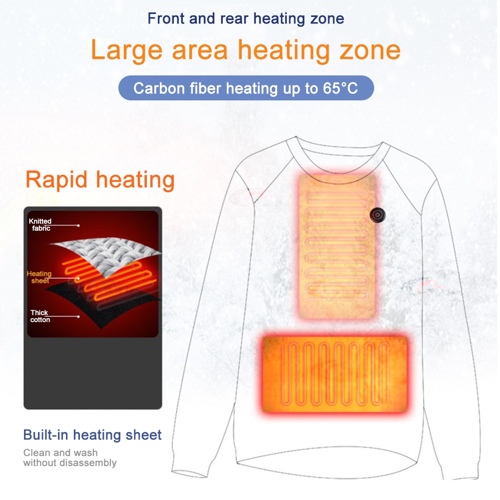 Intelligente Verwarming Trui Usb Elektrische Verwarming Sweatshirt Warm Koolstofvezel Verwarmde Jas Voor Zowel Mannen En Vrouwen
