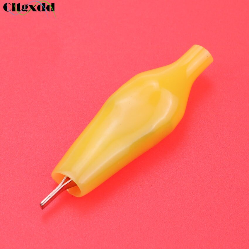 Cltgxdd 1PCS Alligator Clip 5A Flat Mouth No Tooth Pure Copper Test Crocodile Clamp 28mm Flat Probe Conducting Clamp: Yellow