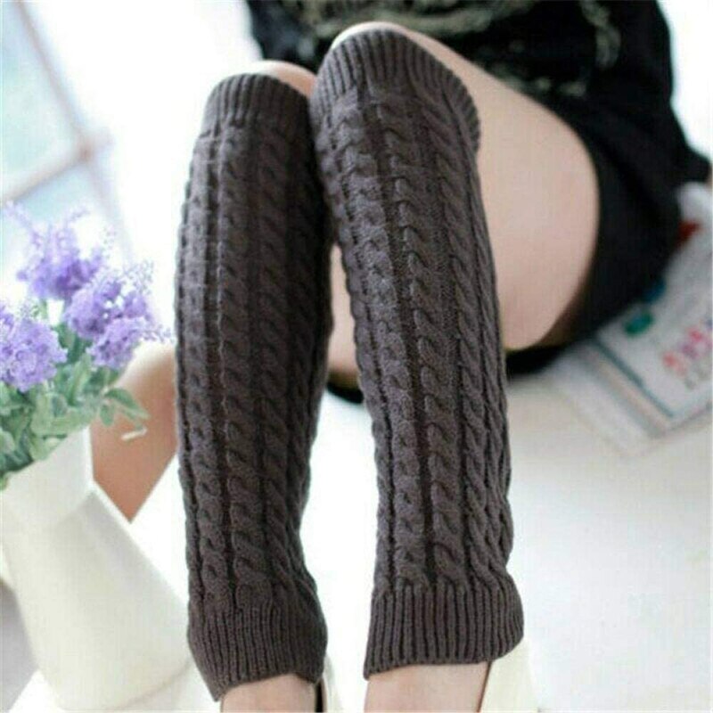 Frauen Gestrickte Häkeln Winter Warme Beinlinge Lange Socken Slouch Leggings Damen Solide Stricken Knie Bein Lange Socken NOV99