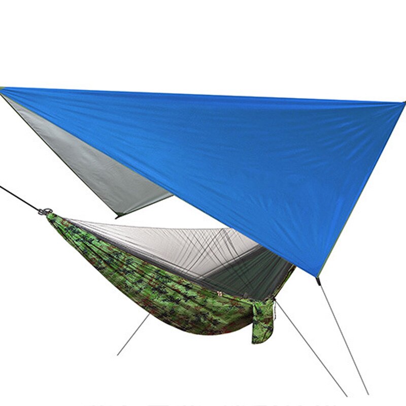 Outdoor Hängematte Zelt Mit Wasserdicht Baldachin Markise Set Automatische Schnell Öffnung Camping Hängematte mit Moskito Net Sonnenschirm OD008: Blue-Camouflage