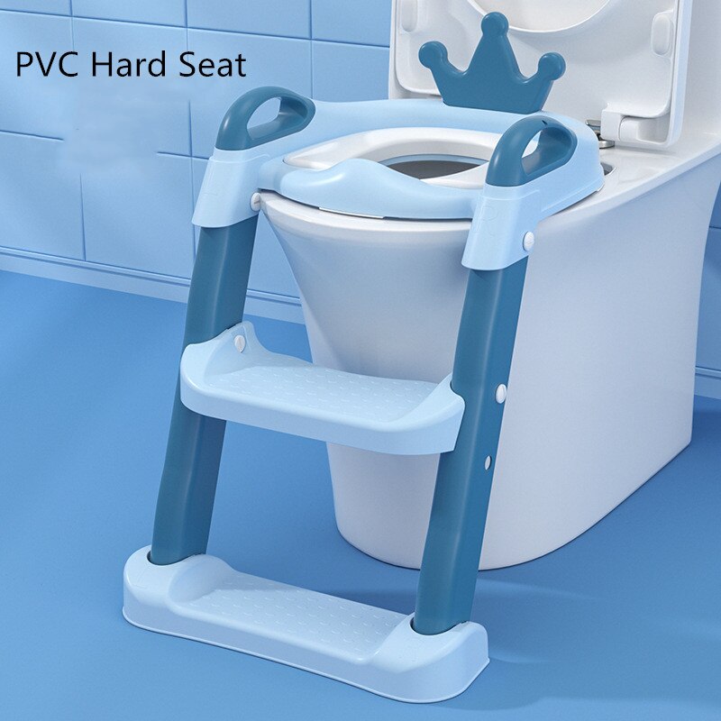1-10 Years Baby Crown Potty Adjustable Step Stool Ladder Pot Training Chair Toilet Seat Children's Urinal Backrest For Toddlers: PVC Blue Light blue