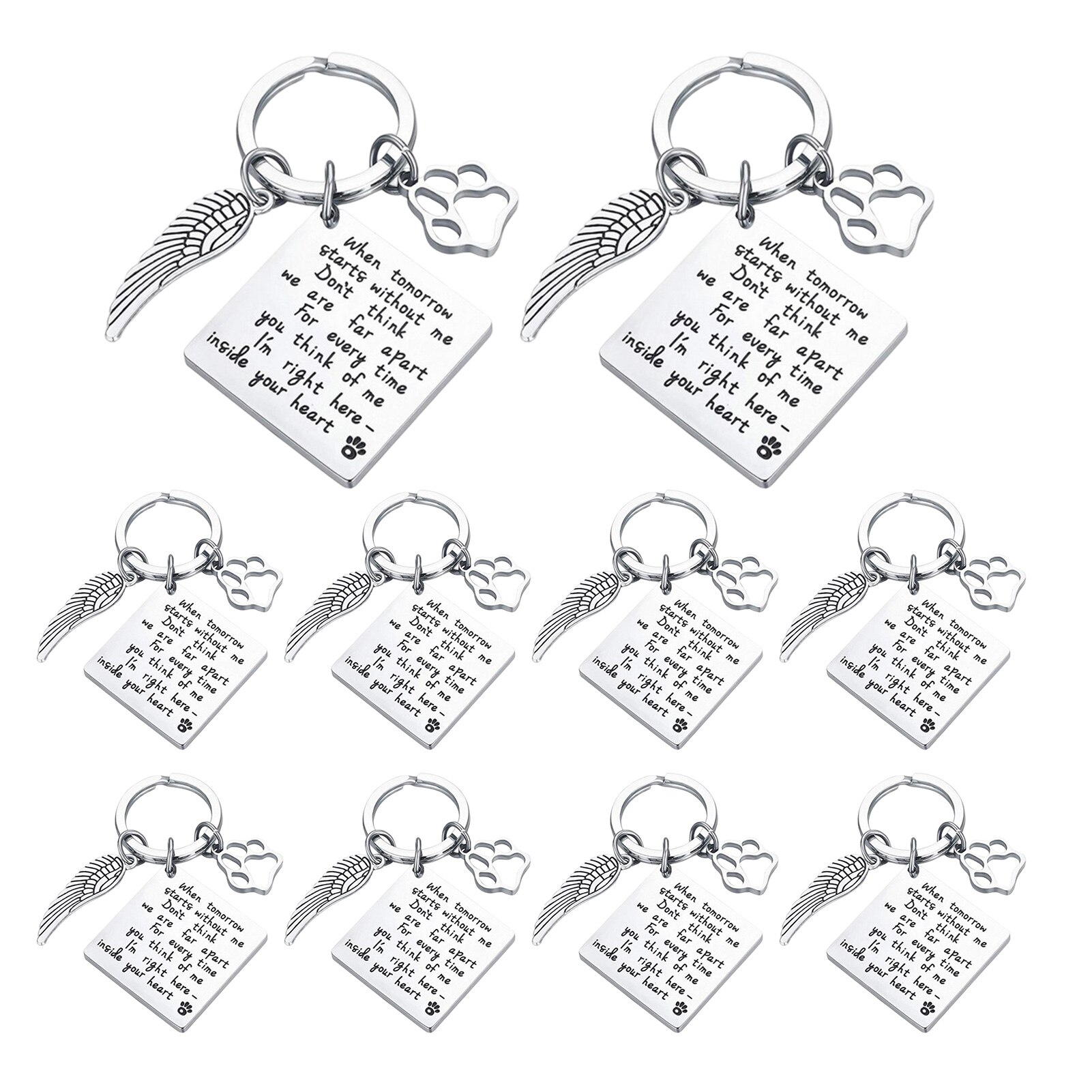 1Pcs Pet Memorial Sleutelhanger Voor Honden Katten Verlies Van Huisdier Sympathie Diy Ambachten Herinnering Sieraden Sleutelhangers: 10pcs