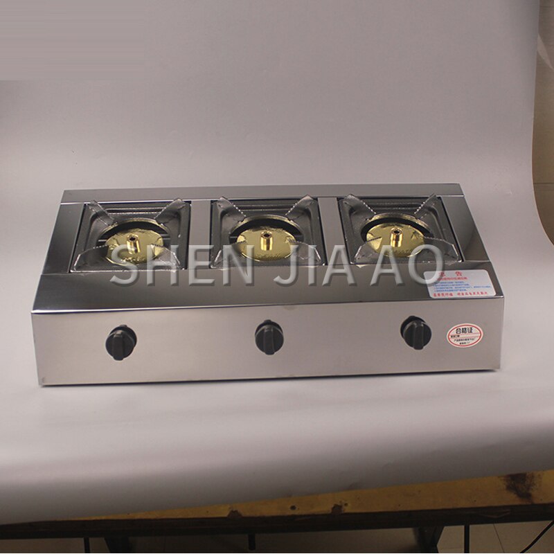 Commercial three-hole gas stove Stainless steel stove Energy-saving furnace Firepower Hotel kitchen gas stove