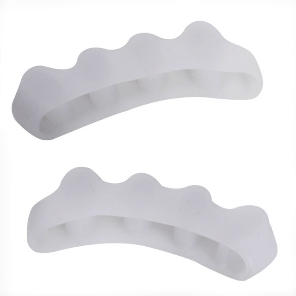 1 Paar Zachte Siliconen Teen Separator Hallux Valgus Corrector Duim Orthesen Bunion Straightener Toe Protector Massager Voetverzorging: WHITE