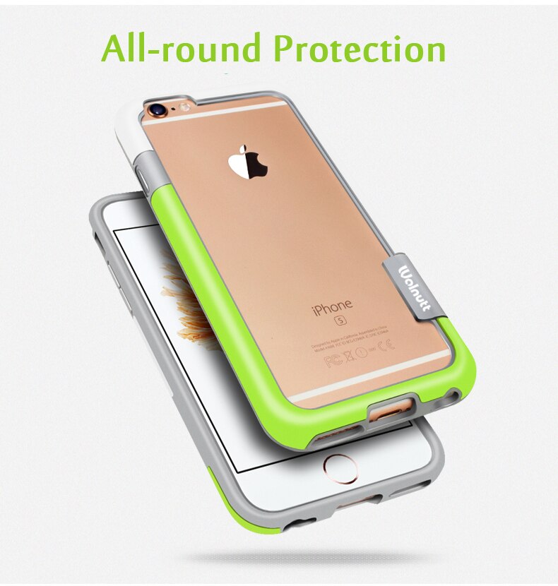 Esamday Voor iPhone 6 s 4.7 inch 6 Kleur Walnutt Soft TPU Hybrid Bumper Frame Case Cover Side Bescherming voor iPhone 6
