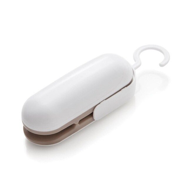 Food Sealer Machine Hand Druk Handig Mini Snack Plastic Zak Vacuüm Voedsel Warmte Afdichting en Verpakking Machine: Bruin