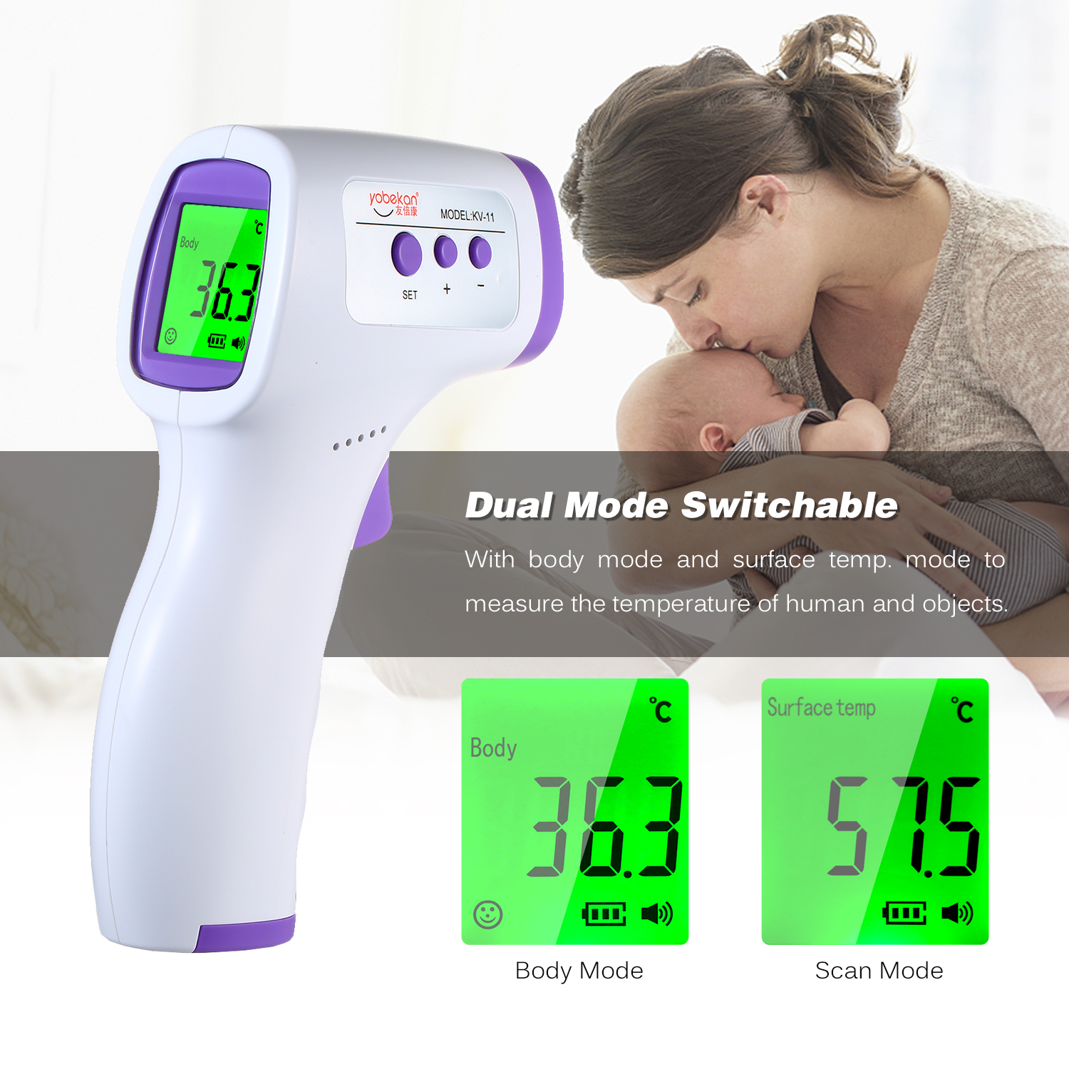 Digitale Infrarood Voorhoofd Thermometer Lcd Ir Thermometer Handheld Non-Contact Ir Infrarood Thermometer Temperatuur Meter