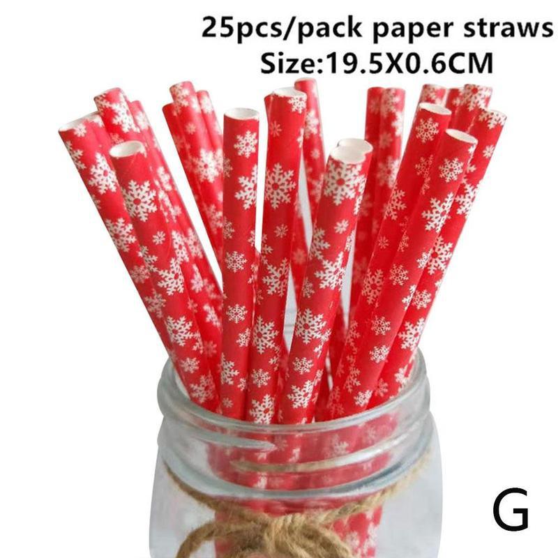 25 stücke Weihnachten Papier Strohhalme Weihnachten Baum Frohe Weihnachten Für Heimat Party Papier Neue Strohhalme Liefert Dekorationen Weihnachten Jahr I3Q1: G
