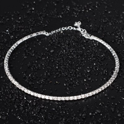 Hochzeit Braut Choker Multilay Reihe Strass Kristall Halskette Silber Überzogene Schmuck für Frauen Halsketten Elegante Mädchen Liebe: A