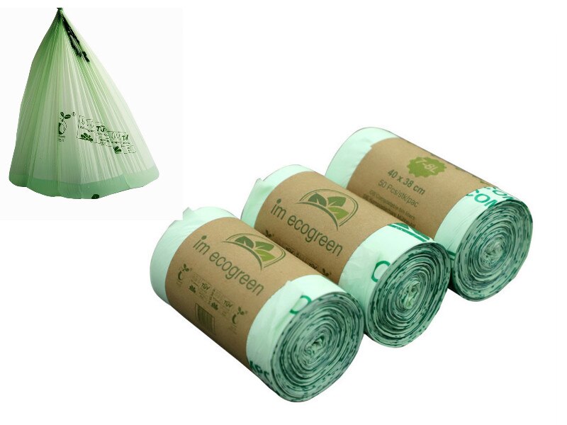 Bolsas de basura biodegradables de maíz para limpieza de inodoro, bolsas de basura de plástico para cocina, 50 Uds.