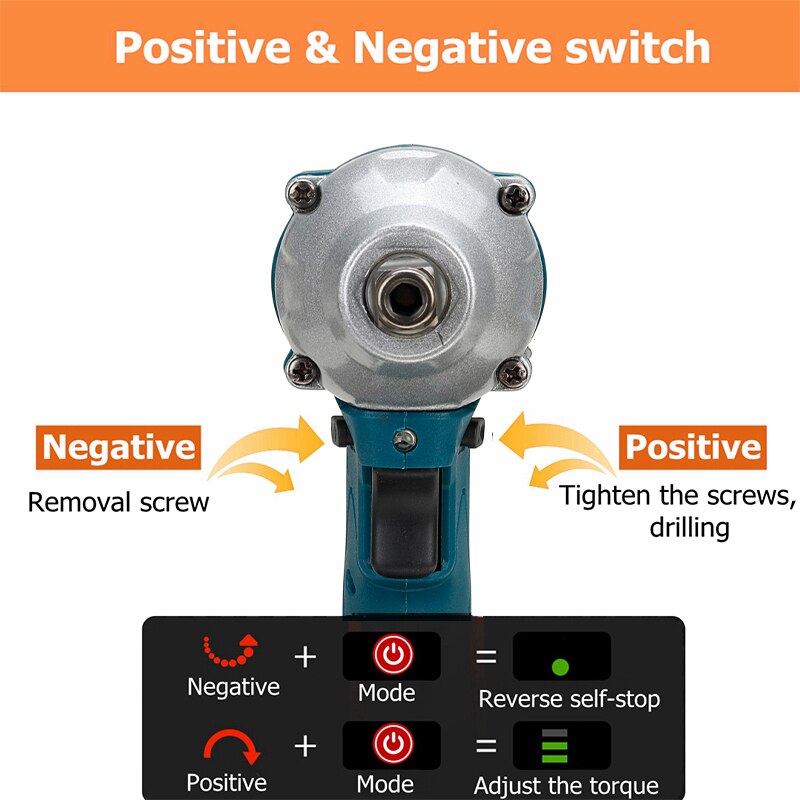 3 IN 1 Brushless Cordless Electric Impact Wrench Built-in LED Light Electric Wrench for Construction Maintenance Woodworking