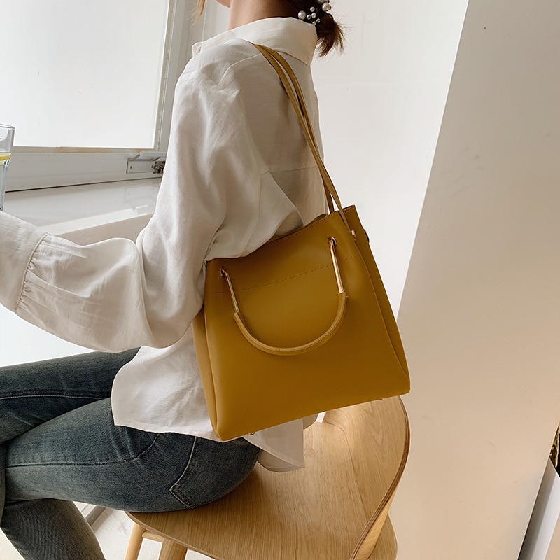 Brand Luxury Women Handbags Bucket Shoulder Bag Female Crossbody Bag Yellow Large Tote Bags Dropshiping