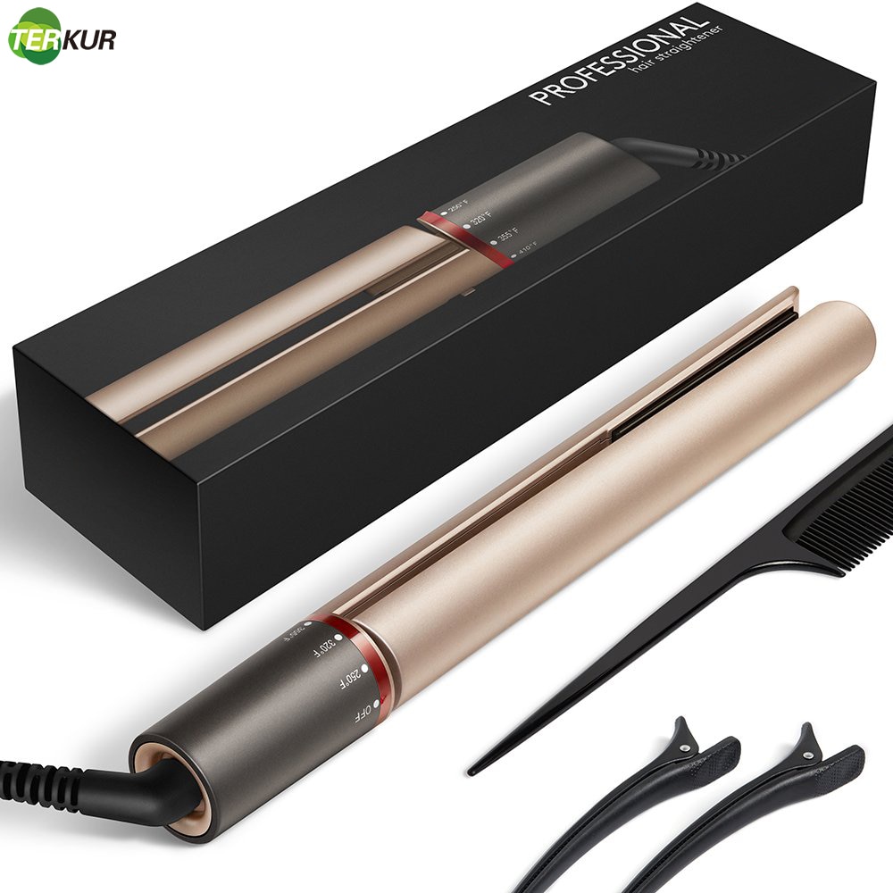 Hair Straightener Flat Iron for Styling 2 in 1 Tourmaline Ceramic Curler All Types Birthday