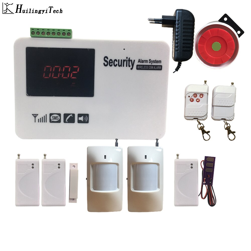 Gsm Sms Security Alarm System Screen Touch Wireless Home Alarm System with Motion Detecter DIY Kit: B120-2p2d1w / EU Plug / English