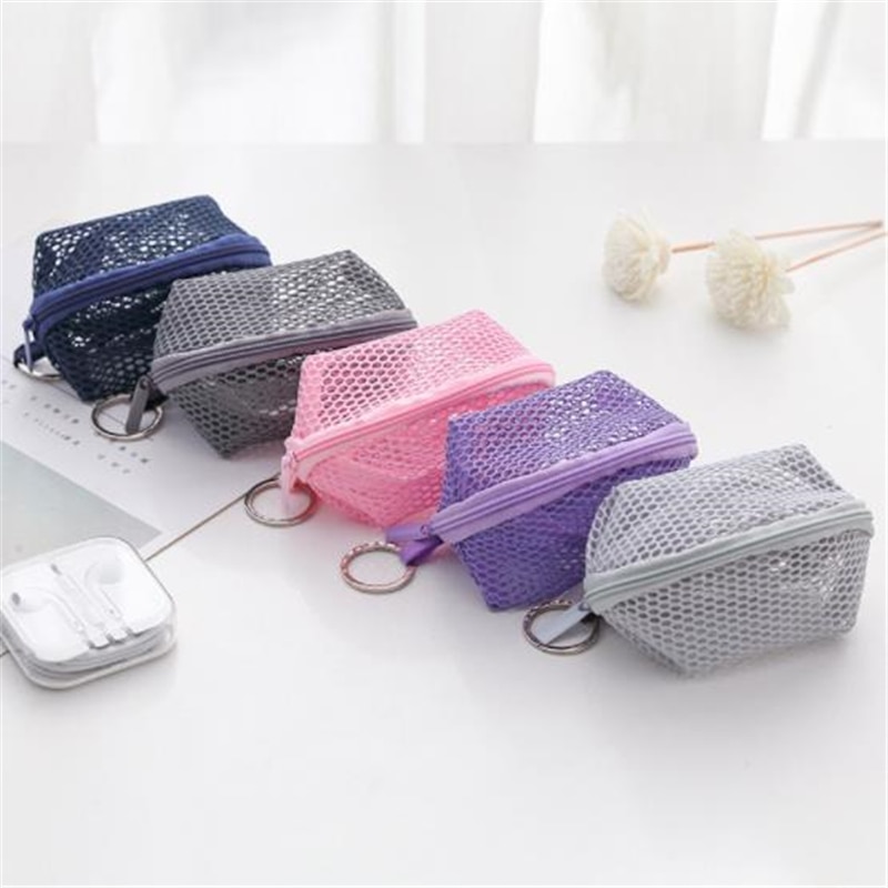 Mini Mesh Portemonnee Schoonheid Ei Spons Opbergtas Godin Draagbare Reizen Gebruik Stofdicht Cosmetische Organizer Oortelefoon Sleutel Opslag