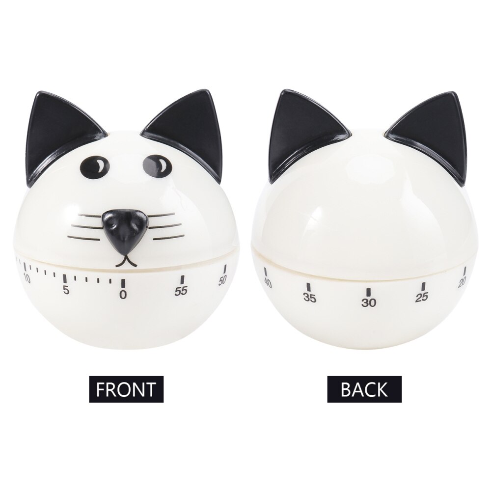 1Pc Adorable Cat Shaped Timer Kitchen Timer Household Reminder Black And White