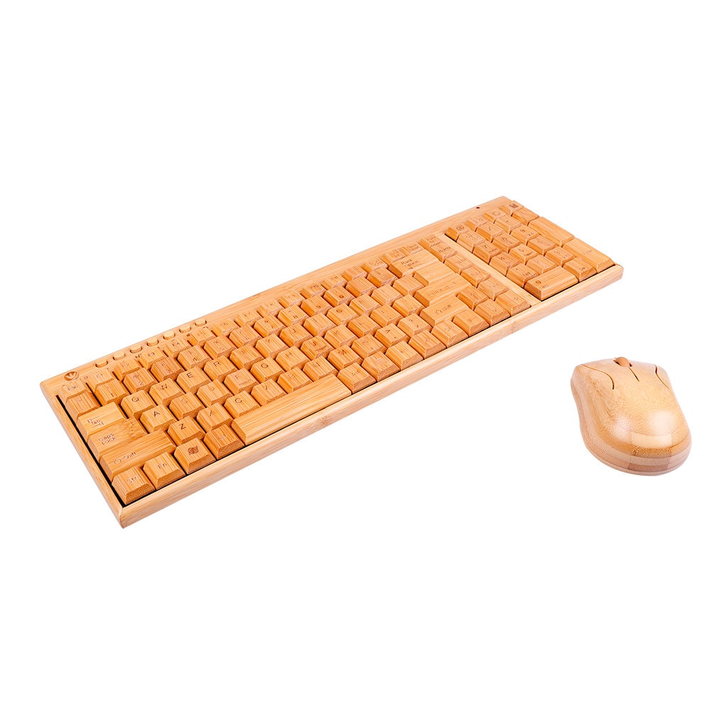 Handcrafted Natural Bamboo Wooden PC Wireless 2.4GHz Keyboard and Mouse Combo Gamer Similar for PC #YL10