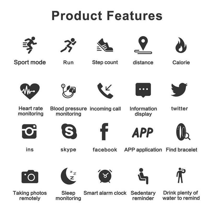 Stocking Waterproof Smart Watch Wristbands Tracker Fitness Sport Activity Fit bit iOS & Android