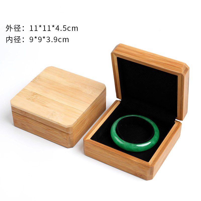 Bamboo and Wood Jewelry Packaging Box Buddhist Bead Collection Box Bamboo Wood Necklace Box Proposal Ring Box: Black Bracelet Box