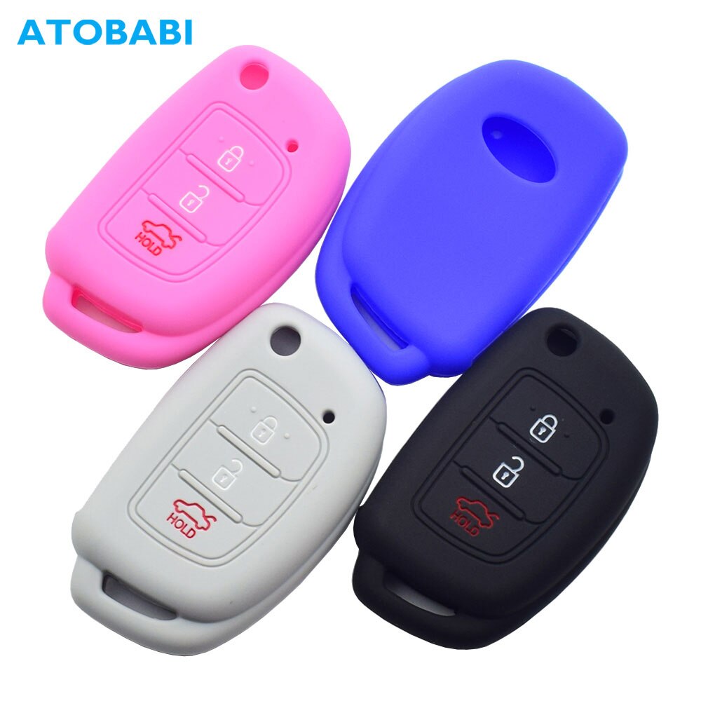 Funda de silicona para la llave del coche, llavero plegable de 3 botones, Control remoto, Protector de piel para Hyundai Santa Fe Sonata Tucson IX35