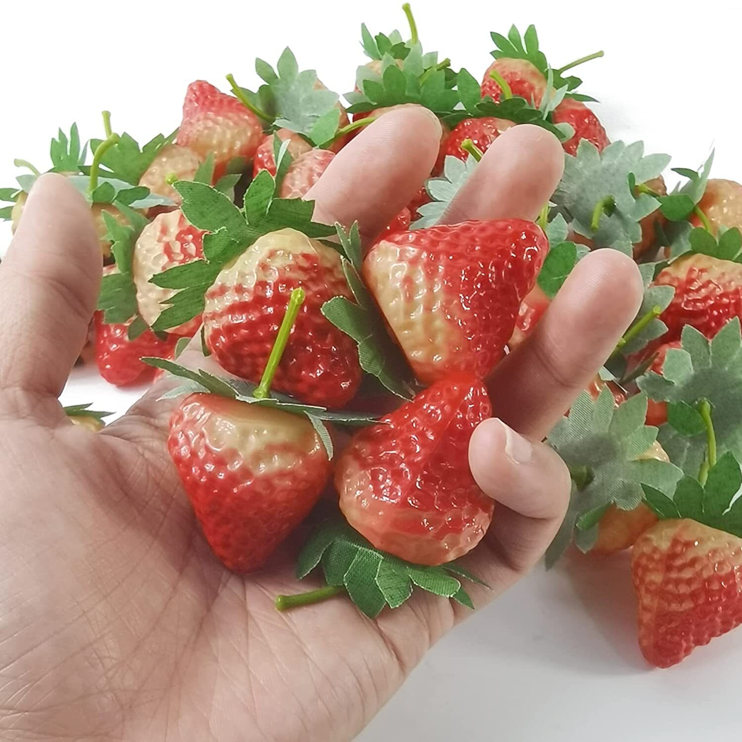 10pcs Plastic Strawberry Raspberry Mini PVC Strawberry Slice Model Simulation Fruit Home Decoration Christmas Props Model