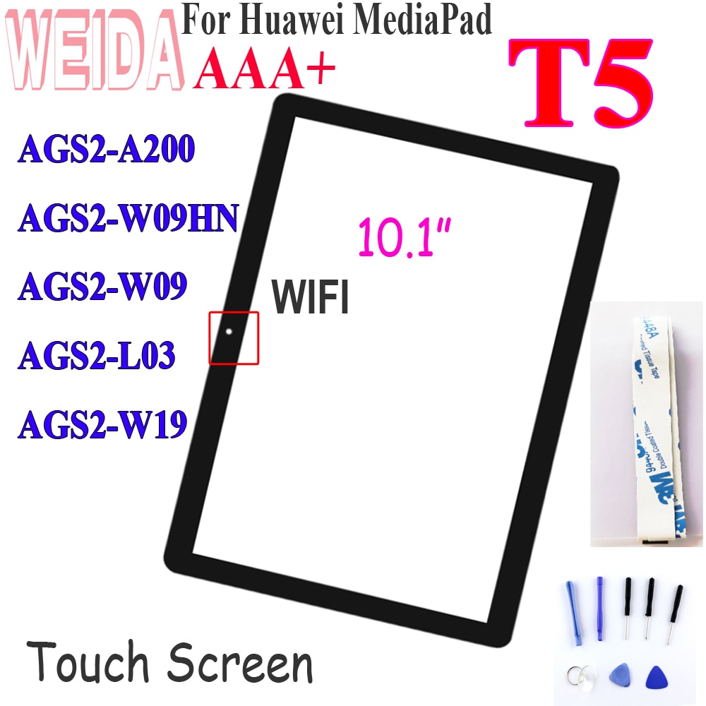 Pantalla táctil de 10,1 pulgadas para Huawei MediaPad T5 AGS2-W09HN, Panel frontal de cristal negro, L09, AGS2-W09, AGS2-L03, AGS2-W19