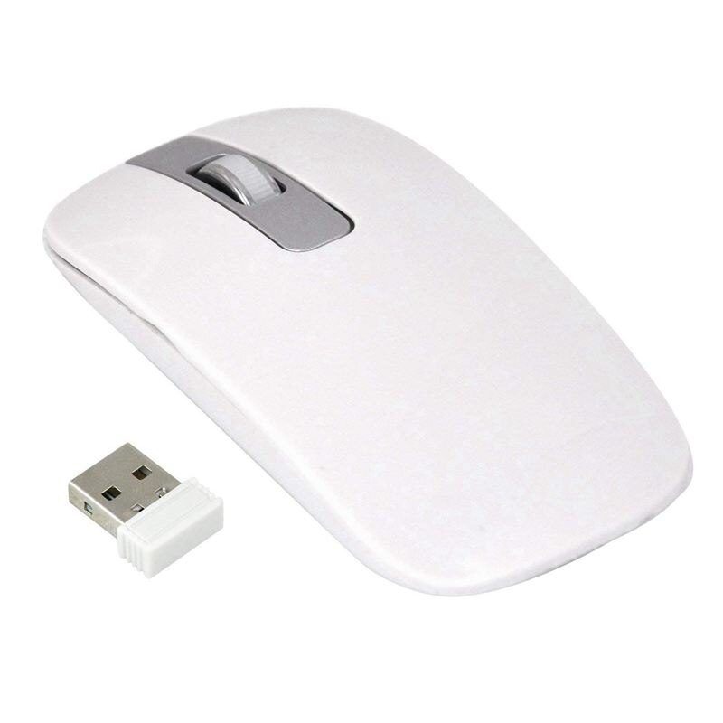 Wireless Slim White Keyboard + Wireless Optical Mouse Set for PC and Laptop