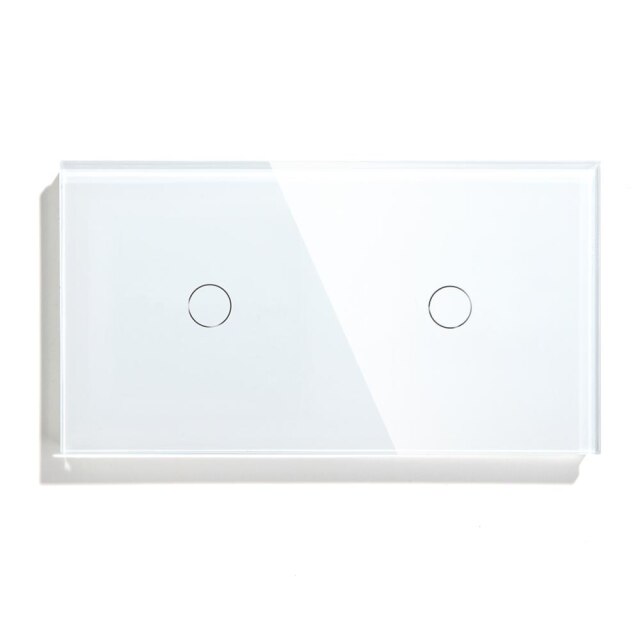 Bseed Eu 2 Gang 1 Manier 2 Way Muur Touch Schakelaar 157Mm Lichtschakelaar Wit Zwart Gouden Kristal Klasse panel 3 Kleuren Schakelaar: White 2 way