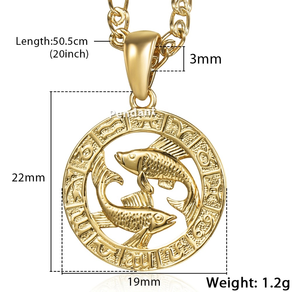 Pisces Zodiac Sign Necklaces For Women Men 585 Rose Gold Pendant Necklace Male Woman Jewelry Personal Birthday GP286