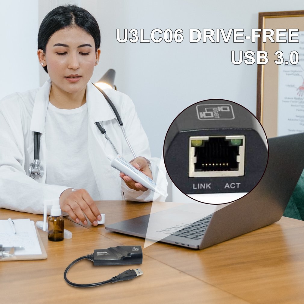 External Free Drive USB 3.0 Gigabit LAN USB to RJ45 NIC RTL8153 Chip Upgrade network connection speed