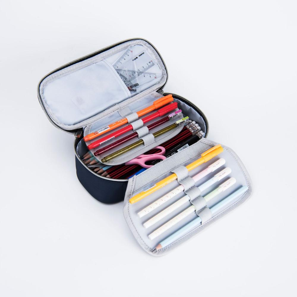 Büyük kapasiteli kalem kutusu kod kilidi taşınabilir su geçirmez tuval kalem çantası okul kalem kutusu kırtasiye