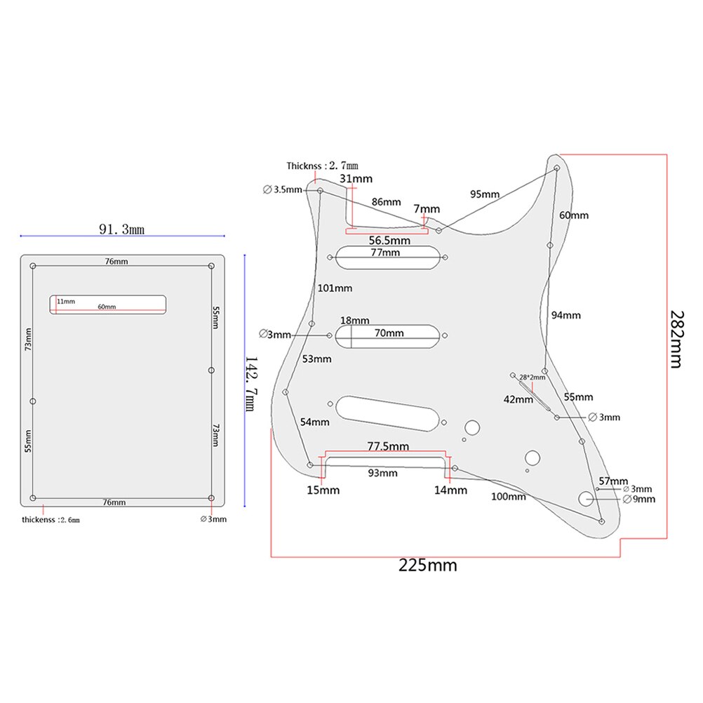 Maple Wood Single Coil Pickguard Pickups and Back Shroud Set for for fender Stratocaster Strat Electric Guitar (GQ301E)