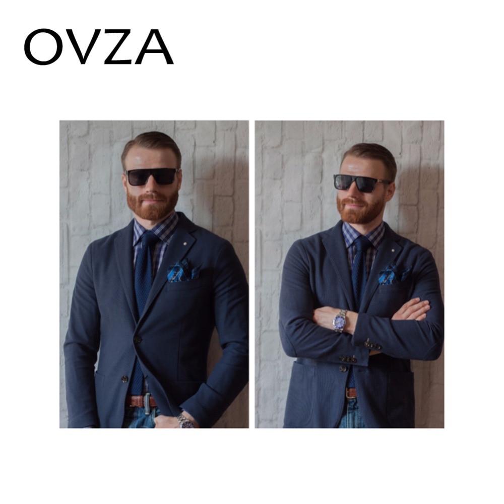 OVZA Sunglasses for Mens Rectangle Sunglasses Men Brand Retro Vintage Glasses Black S6095