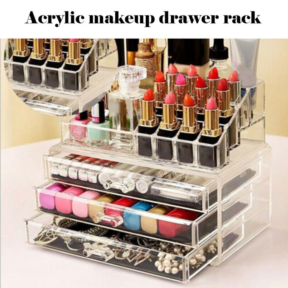 Cosmetische Organizer 2-Layer Laden Opbergdoos Acrilico Bureau Sieraden Organizer Acryl Make Organizer Regeling