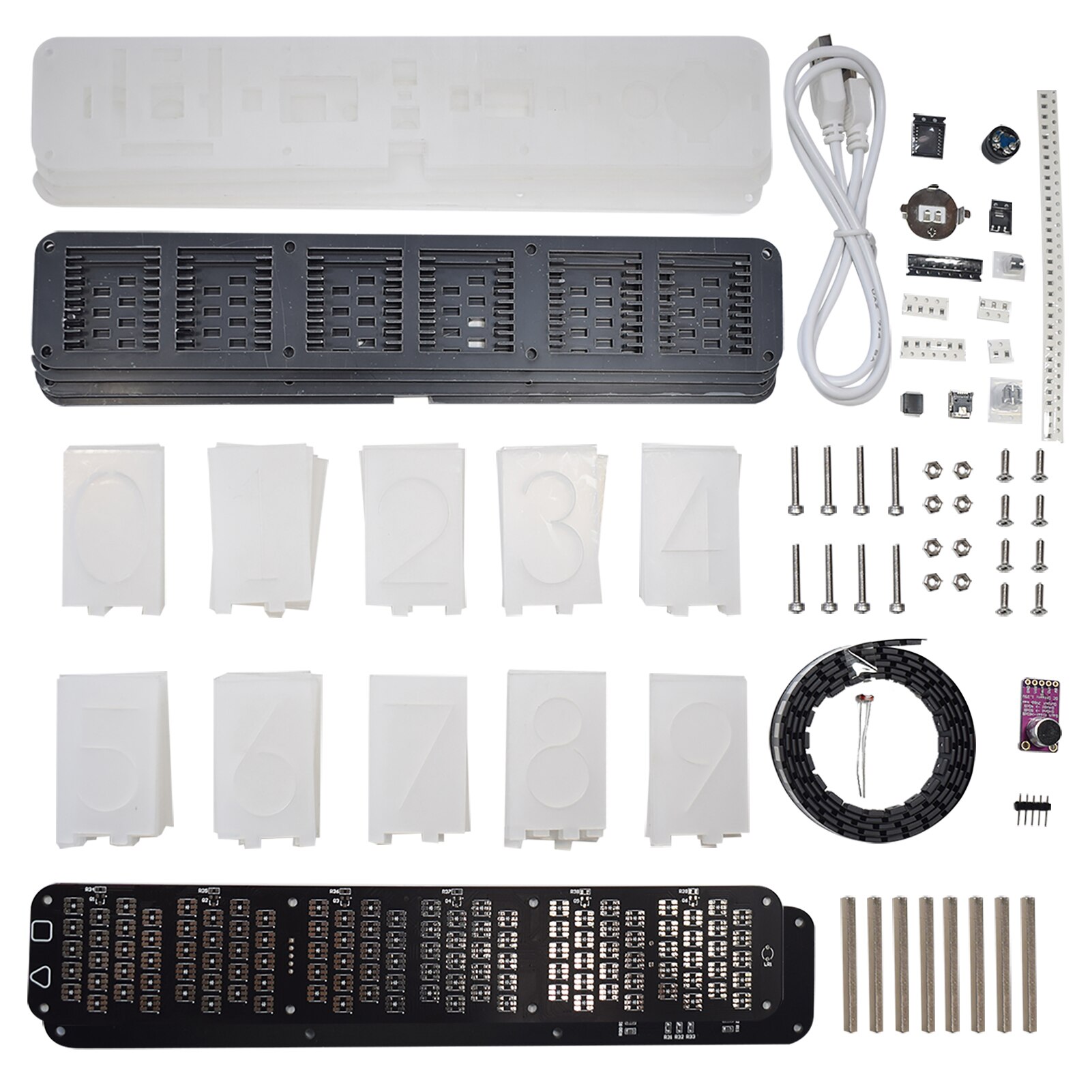 Digital LED Alarm Clock Kit with 6-Digit Bold Font Display Electronic Clock Semi-finished Music Spectrum Clock Module DIY Clock: in Bulk